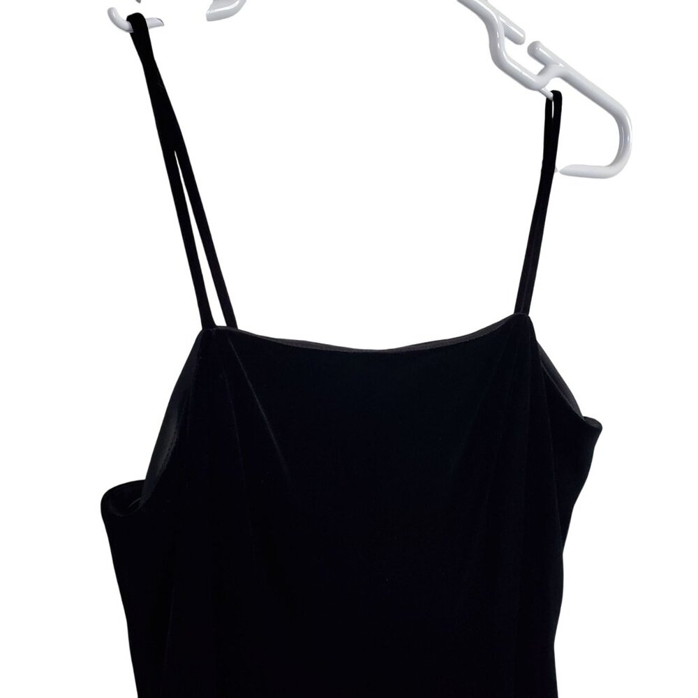 Alex Evenings Size 12 Dress Slip Gown Velvet Spaghetti Strap Evening Back Slit - Picture 15 of 15